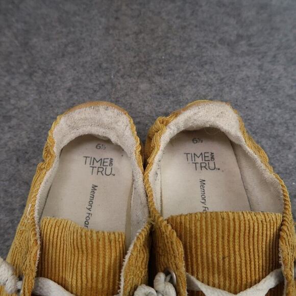 Time and Tru Shoes Women 6.5 Sneaker Casual Fashion Slip On Corduroy Yellow Flat - Picture 13 of 13